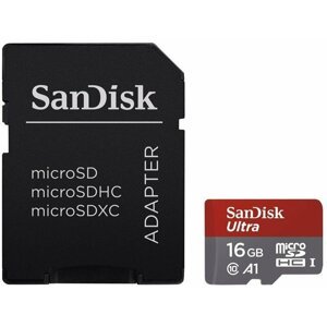 SanDisk Micro SDHC Ultra Android 16GB 98MB/s A1 UHS-I + SD adaptér - SDSQUAR-016G-GN6MA