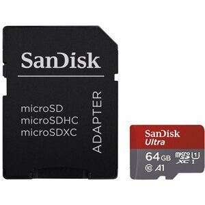 SanDisk Micro SDXC Ultra Android 64GB 100MB/s A1 UHS-I + SD adaptér - SDSQUAR-064G-GN6MA