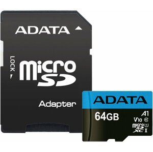 ADATA Micro SDXC Premier 64GB 85MB/s UHS-I A1 + SD adaptér - AUSDX64GUICL10A1-RA1