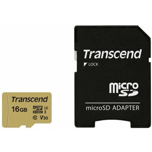 Transcend Micro SDHC 500S 16GB 95MB/s UHS-I U3 + SD adaptér - TS16GUSD500S