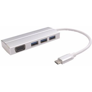 PremiumCord adaptér USB 3.1 Type-C male na VGA female + 3x USB 3.0, aluminum - ku31vga05