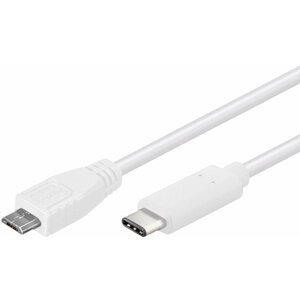PremiumCord Kabel USB 3.1 konektor C/male - USB 2.0 Micro-B/male, bílý, 0,6m - ku31cb06w
