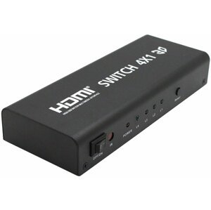 PremiumCord HDMI switch 4:1 kovový s dálkovým ovladačem a napájecím adaptérem - khswit41b