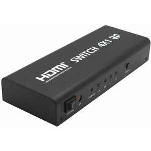 PremiumCord HDMI switch 5:1 kovový s dálkovým ovladačem a napájecím adaptérem - khswit51b