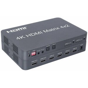 PremiumCord HDMI matrix switch 4:2 s audiem, rozlišení 4Kx2K - khswit42e