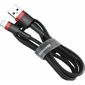 Baseus odolný nylonový kabel USB Lightning 2.4A 1M, červená + černá - CALKLF-B19