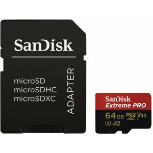 SanDisk Micro SDXC Extreme PRO 64GB 170 MB/s A2 UHS-I U3 V30 + SD adaptér - SDSQXCY-064G-GN6MA