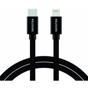 SWISSTEN textilní datový kabel USB-C - Lightning, 1,2m černý - 71525201