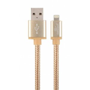 Gembird CABLEXPERT kabel USB 2.0 Lightning (IP5 a vyšší), opletený, 1,8m, zlatá - CCB-mUSB2B-AMLM-6-G