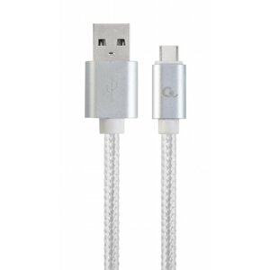 Gembird CABLEXPERT kabel USB 2.0 na Type-C kabel (AM/CM), 1,8m, opletený, stříbrná - CCB-mUSB2B-AMCM-6-S
