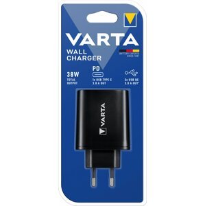 VARTA nabíječka 2xUSB 2,4A + USB-C 3A, 27W, černá - 57958101401