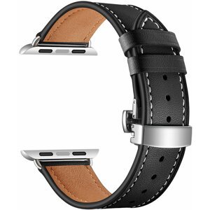 MAX kožený řemínek pro Apple Watch 4/5, 40mm, černá - 1407313