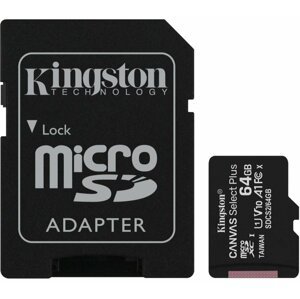Kingston Micro SDXC Canvas Select Plus 100R 64GB 100MB/s UHS-I + adaptér - SDCS2/64GB