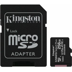 Kingston Micro SDXC Canvas Select Plus 100R 256GB 100MB/s UHS-I + adaptér - SDCS2/256GB