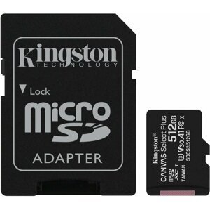 Kingston Micro SDXC Canvas Select Plus 100R 512GB 100MB/s UHS-I + adaptér - SDCS2/512GB