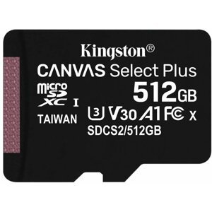 Kingston Micro SDXC Canvas Select Plus 100R 512GB 100MB/s UHS-I - SDCS2/512GBSP