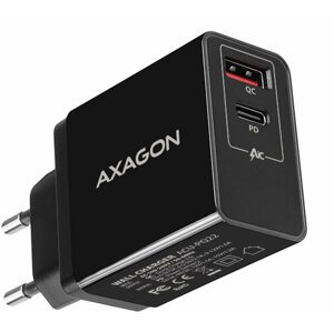 AXAGON síťová nabíječka PD & QUICK, USB-A, USB-C PD, 22W, černá - ACU-PQ22