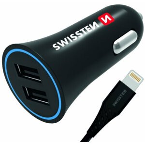 SWISSTEN autonabíječka 2,4A Power s 2x USB + kabel lightning - 20110910