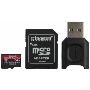 Kingston Micro SDXC Canvas React Plus 64GB 285MB/s UHS-II U3 + adaptér - MLPMR2/64GB