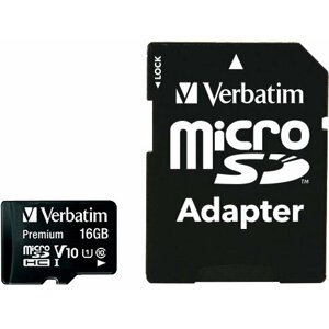 Verbatim MicroSDHC 16GB (Class 10) + SD adaptér - 44082
