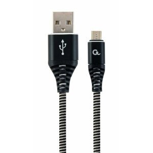 Gembird kabel CABLEXPERT USB-A - MicroUSB, M/M, opletený, PREMIUM QUALITY, 1m, černá/bílá - CC-USB2B-AMmBM-1M-BW