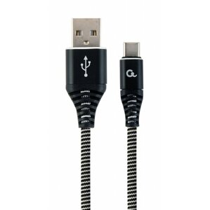 Gembird kabel CABLEXPERT USB-A - USB-C, M/M, PREMIUM QUALITY, opletený, 1m, černá/bílá - CC-USB2B-AMCM-1M-BW