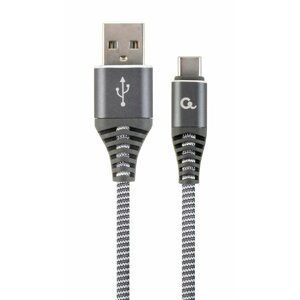 Gembird kabel CABLEXPERT USB-A - USB-C, M/M, PREMIUM QUALITY, opletený, 2m, šedá/bílá - CC-USB2B-AMCM-2M-WB2