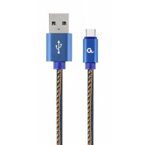 Gembird kabel CABLEXPERT USB-A - USB-C, M/M, PREMIUM QUALITY, opletený, 2m, jeans - CC-USB2J-AMCM-2M-BL