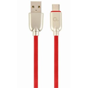 Gembird kabel CABLEXPERT USB-A - USB-C, M/M, PREMIUM QUALITY, pogumovaný, 2m, červená - CC-USB2R-AMCM-2M-R