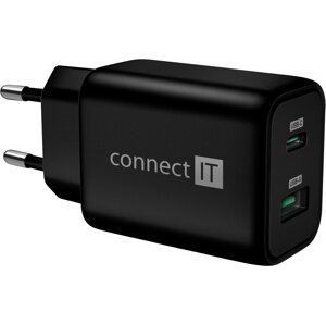 CONNECT IT síťový adaptér GaN Wanderer2, USB-C, USB-A, PD 33W, černá - CWC-2080-BK
