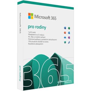 Microsoft 365 pro rodiny 1 rok, bez média - BOX - 6GQ-01911