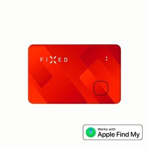FIXED Smart tracker Tag Card s podporou Find My, bezdrátové nabíjení, červená - FIXTAG-CARD-OR