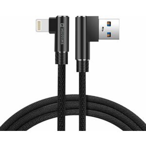 SWISSTEN datový kabel Arcade USB-A - Lightning, M/M, 3A, zahnutý konektor 90°, opletený, 1.2m, černá - 71527700