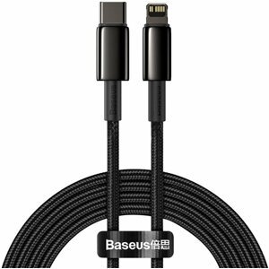 BASEUS kabel Tungsten Gold, USB-C - Lightning, M/M, rychlonabíjecí, datový, 20W, 2m, černá - CATLWJ-A01