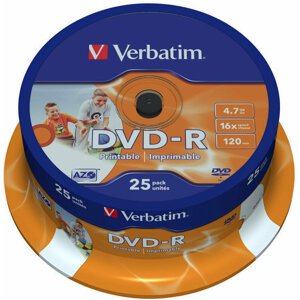 Verbatim DVD-R Printable (Inkjet) 16x 4,7GB spindl 25ks - 43538