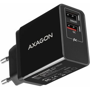 AXAGON síťová nabíječka , QUICK a SMART, 2xUSB PD3.0, 24W, černá - ACU-QS24