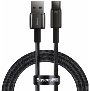 BASEUS kabel Tungsten Gold, USB-A - USB-C, M/M, rychlonabíjecí, datový, 66W, 2m, černá - CATWJ-C01