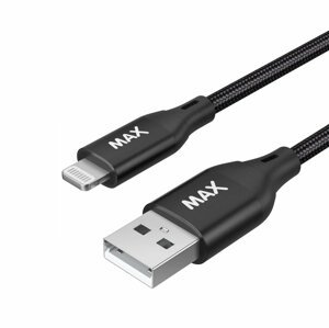 MAX kabel MFi Lightning - USB 2.0, opletený, 1m, černá - 3014203