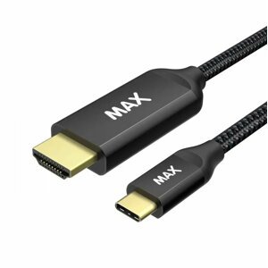 MAX kabel USB-C - HDMI 2.0, opletený, 2m, černá - 3014209
