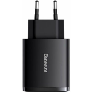 Baseus rychlonabíjecí adaptér, 2x USB-A, 1x USB-C, 30W, černá - CCXJ-E01