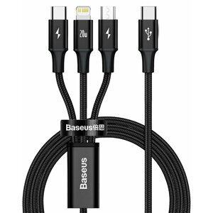 Baseus nabíjecí / datový kabel 3v1 Rapid Series USB-C - MicroUSB / Lightning / USB-C, PD 20W, 1.5m, - CAMLT-SC01