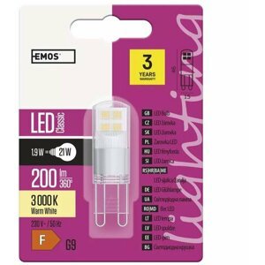 Emos LED žárovka Classic JC 1,9W, G9, teplá bílá - ZQ9524