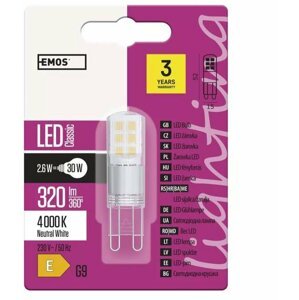 Emos LED žárovka Classic JC 2,6W, G9, neutrální bílá - ZQ9534