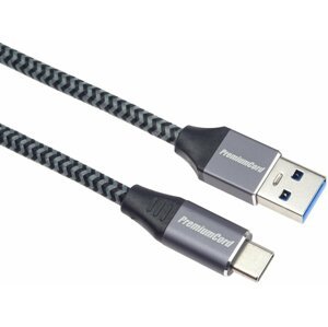 PremiumCord kabel USB-A - USB-C, USB 3.2 gen. 1, 3A, 5Gbit/s, opletený, 0.5m - ku31cs05