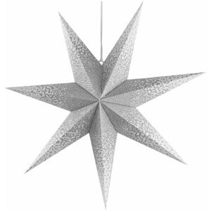 Emos Vánoční hvězda papírová závěsná se stříbrnými třpytkami ve středu, bílá, 60 cm, vnitřní - DCAZ08