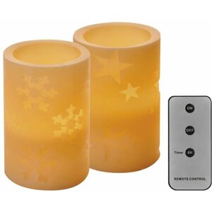 Emos LED dekorace – vosková svíčka, 12,5 cm, 2x AA, vintage, 2 ks, ovladač, časovač - DCCV14