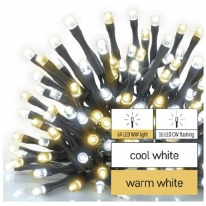 Emos LED vánoční řetěz blikající, 8 m, venkovní i vnitřní, teplá/studená bílá, časovač - D4AN01