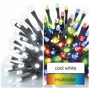 Emos LED vánoční řetěz 2v1, 10 m, venkovní i vnitřní, studená bílá/multicolor, programy - D4AJ01