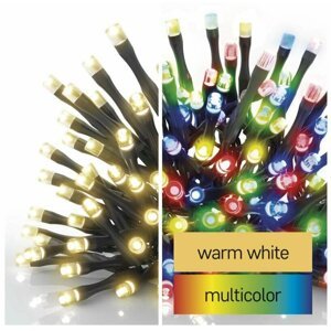 Emos LED vánoční řetěz 2v1, 10 m, venkovní i vnitřní, teplá bílá/multicolor, programy - D4AH01