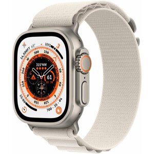 Apple Watch Ultra, 49mm, Cellular, Titanium, Starlight Alpine Loop - Medium - MQFR3CS/A